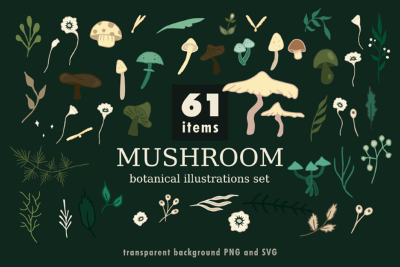 Download Mushroom Botanical Illustrations Set. - Set Collection
