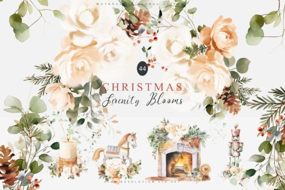 Download Watercolor Christmas Floral Clipart Set - Set Collection