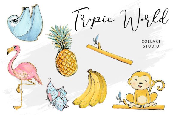 Download Tropic World Cute Clipart Set, Animals - Set Collection