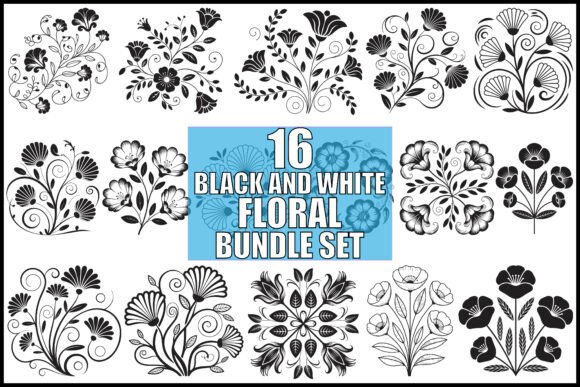 Download Black and White Floral Bundle Set - Set Collection