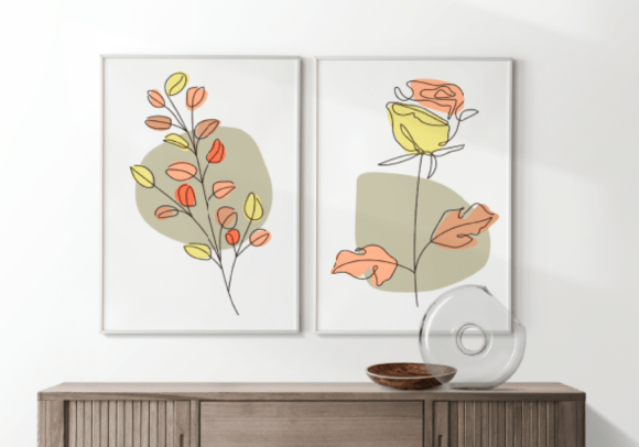 Download Set of Minimalist Flower Boho Wall Art - Set Collection