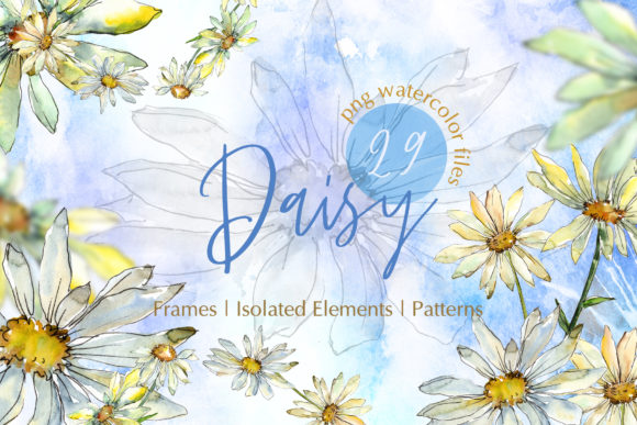 Download Watercolor Daisy PNG Set - Set Collection