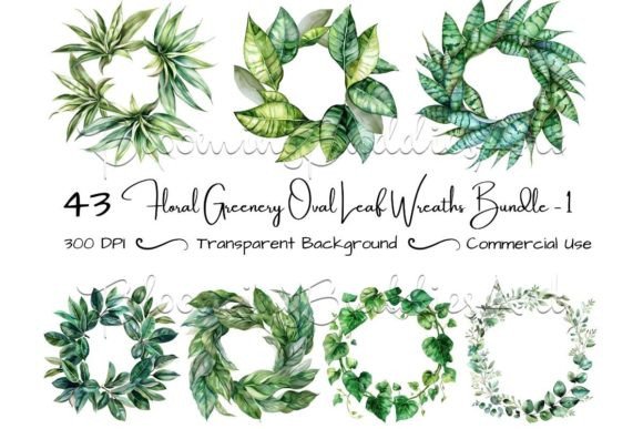 Download Watercolor Wreath Greenery Clipart Set - Set Collection