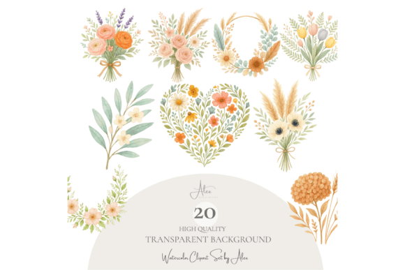 Download Boho Floral Clipart Set - Set Collection