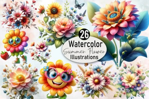 Download Watercolor Summer Flower Clipart - Premium Resources
