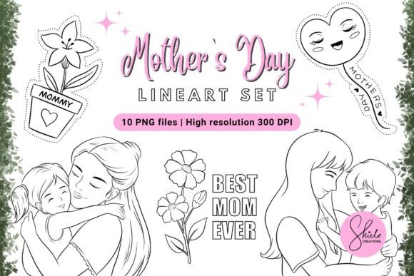 Download Mother's Day Clipart - Lineart Set - Set Collection