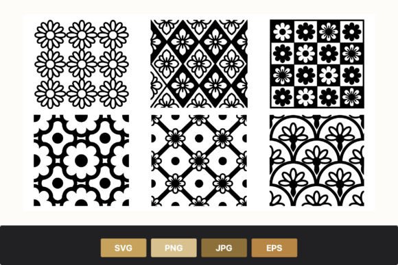 Download Black White Floral Pattern Set - Set Collection
