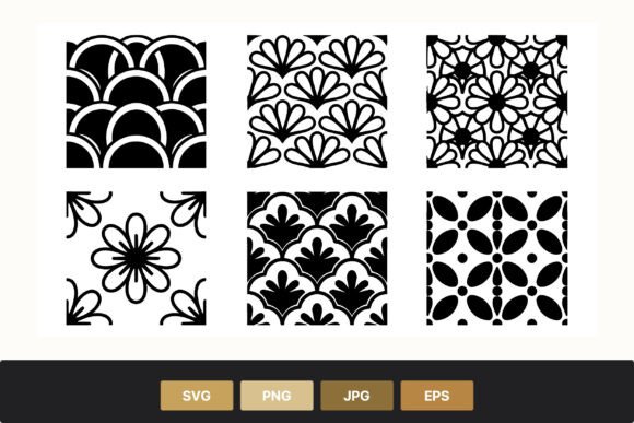 Download Black White Floral Pattern Set - Set Collection