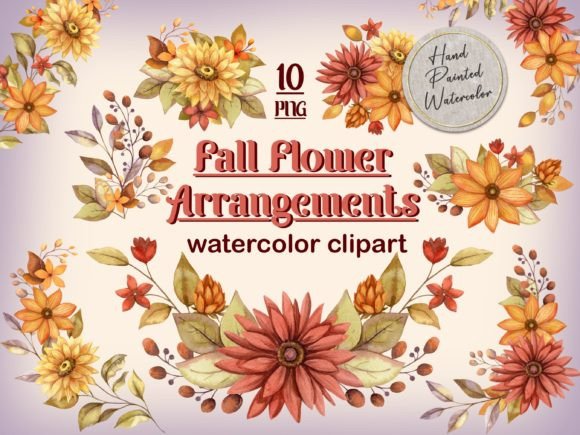 Download Fall Flower Arrangement Watercolor Set - Set Collection
