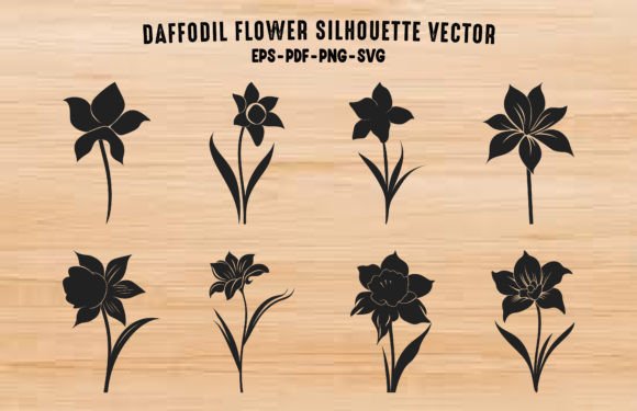Download Daffodil Flower Silhouette Vector Set - Set Collection