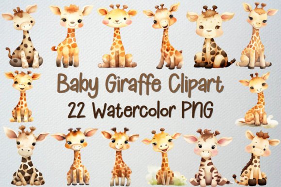 Download Watercolor Baby Giraffe Clipart Set - Set Collection