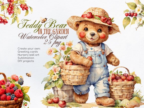 Download Teddy Bear Summer Garden Clipart Set - Set Collection