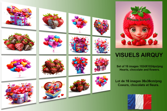 Download Set of 16 Images of Hearts, Chocolate... - Set Collection