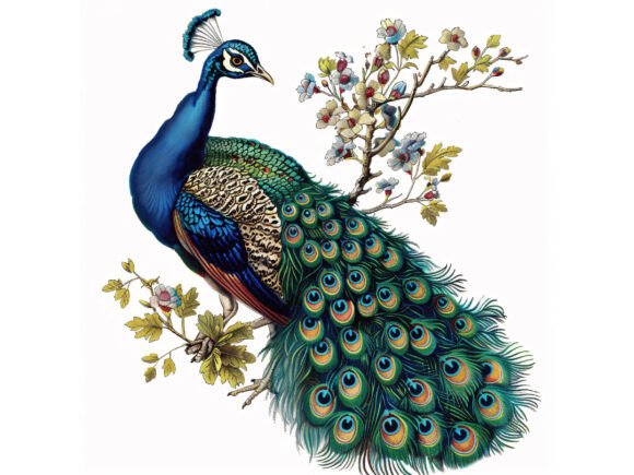Download 8 JPG Peacock Floral Watercolor Set - Set Collection