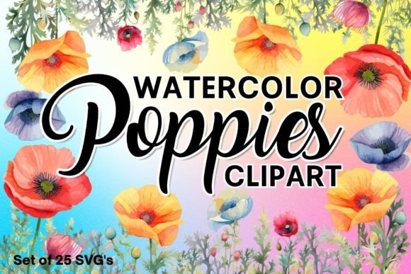 Download Watercolor Poppies Clipart Set - Set Collection