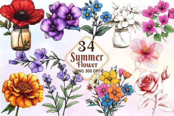 Download Watercolor Summer Flower Clipart - Summer flower clipart Collection
