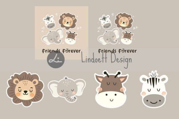 Download Set of Cute Safari Animals - Set Collection