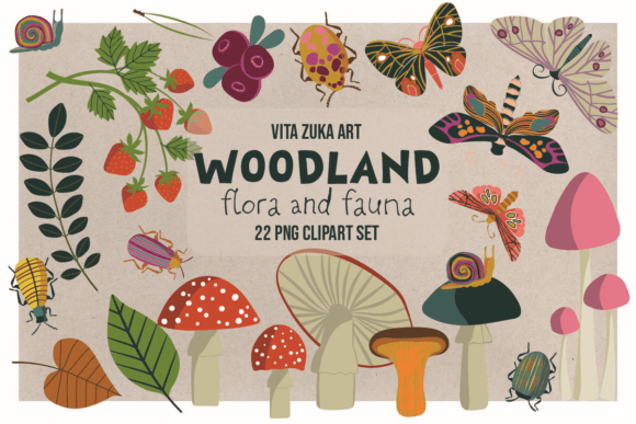 Download Woodland Flora &amp; Fauna Clipart Set - Set Collection