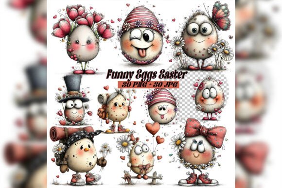 Download Whimsical Funny Easter Eggs Clipart Set - Set Collection
