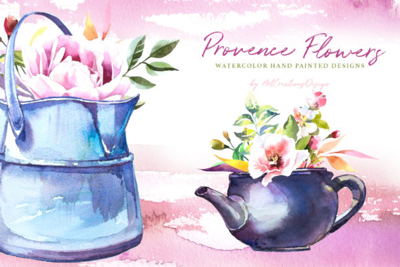 Download Watercolor Provence Flowers Design Set - Set Collection