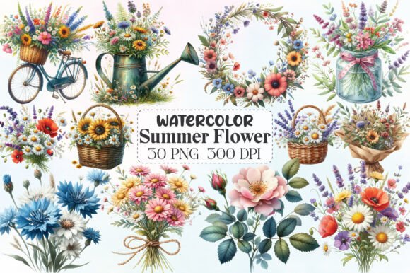 Download Watercolor Summer Flower Clipart - Premium Resources