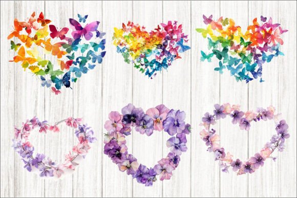 Download Watercolor Butterfly Heart Design Set - Set Collection