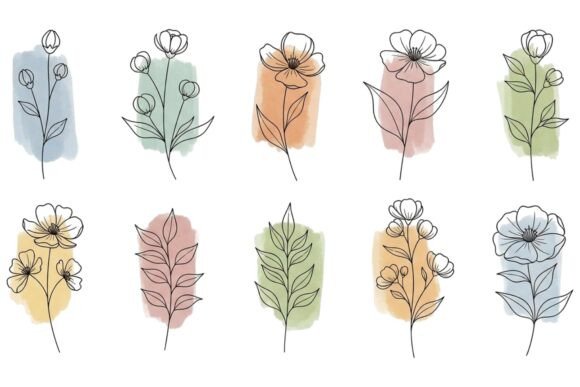 Download Minimal Pastel Floral Illustration Set - Set Collection