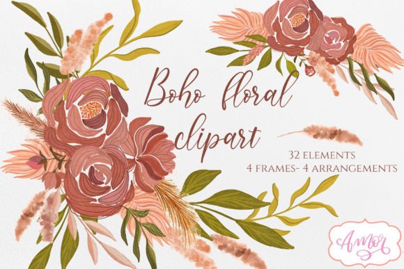Download Boho Fall Floral Clipart Set - Set Collection
