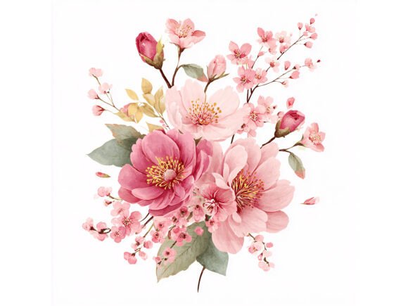 Download 12 JPG Pink Floral Watercolor Set - Set Collection