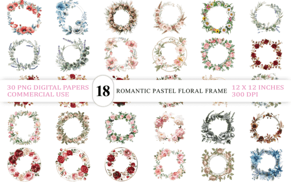 Download Romantic Pastel Floral Frame PNG Set - Set Collection