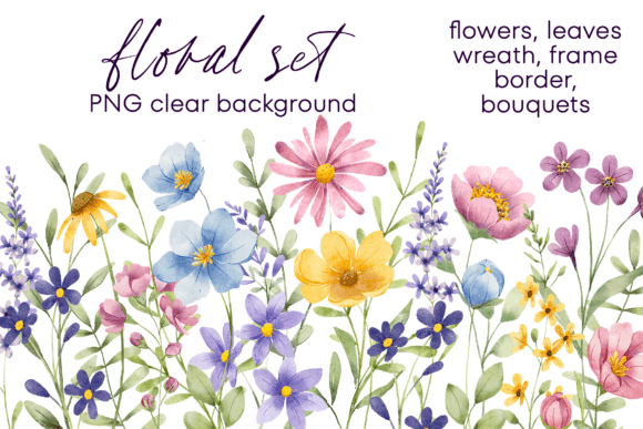 Download Floral Watercolor Set, Flowers, Leaves. - Set Collection